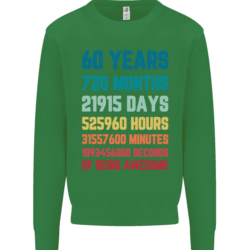 60th Birthday 60 Year Old Mens Sweatshirt Jumper Irish Green