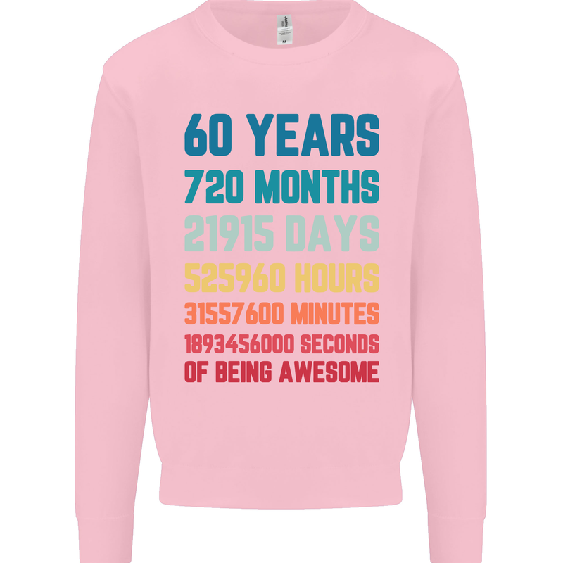 60th Birthday 60 Year Old Mens Sweatshirt Jumper Light Pink