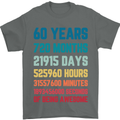 60th Birthday 60 Year Old Mens T-Shirt 100% Cotton Charcoal