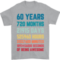 60th Birthday 60 Year Old Mens T-Shirt 100% Cotton Sports Grey