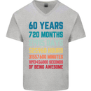 60th Birthday 60 Year Old Mens V-Neck Cotton T-Shirt Sports Grey