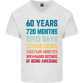 60th Birthday 60 Year Old Mens V-Neck Cotton T-Shirt White