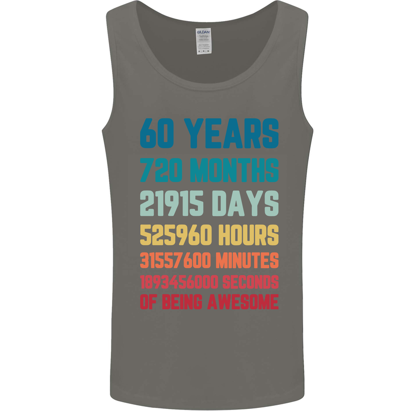 60th Birthday 60 Year Old Mens Vest Tank Top Charcoal
