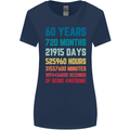 60th Birthday 60 Year Old Womens Wider Cut T-Shirt Navy Blue