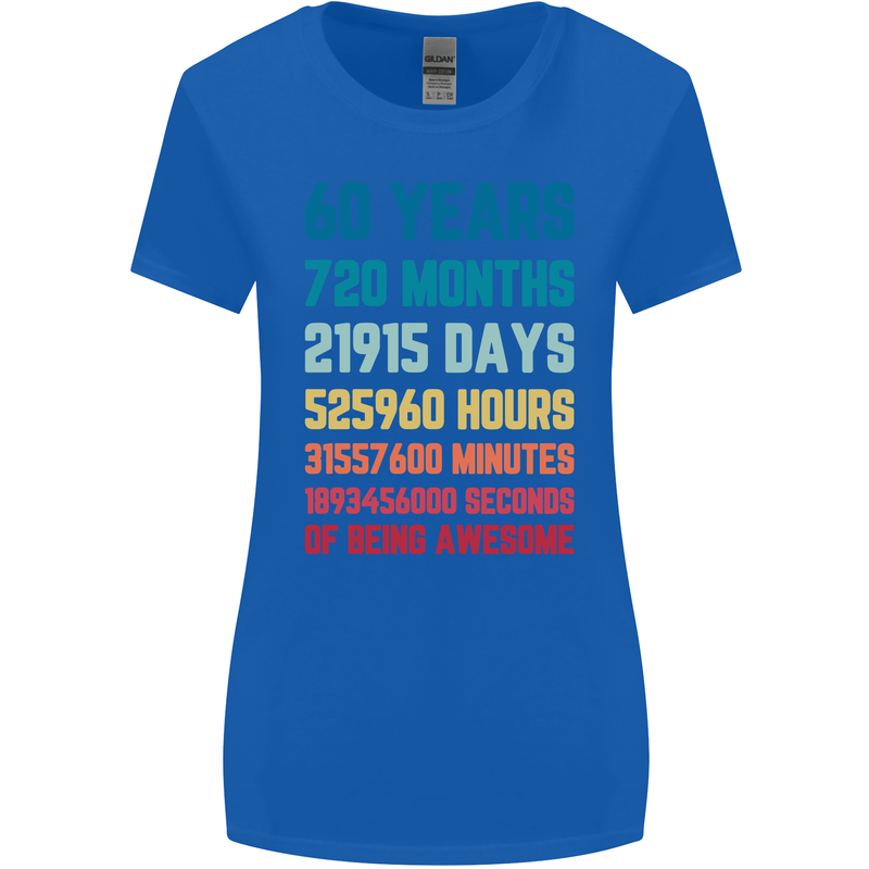 60th Birthday 60 Year Old Womens Wider Cut T-Shirt Royal Blue