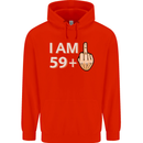 60th Birthday Funny Offensive 60 Year Old Mens 80% Cotton Hoodie Bright Red