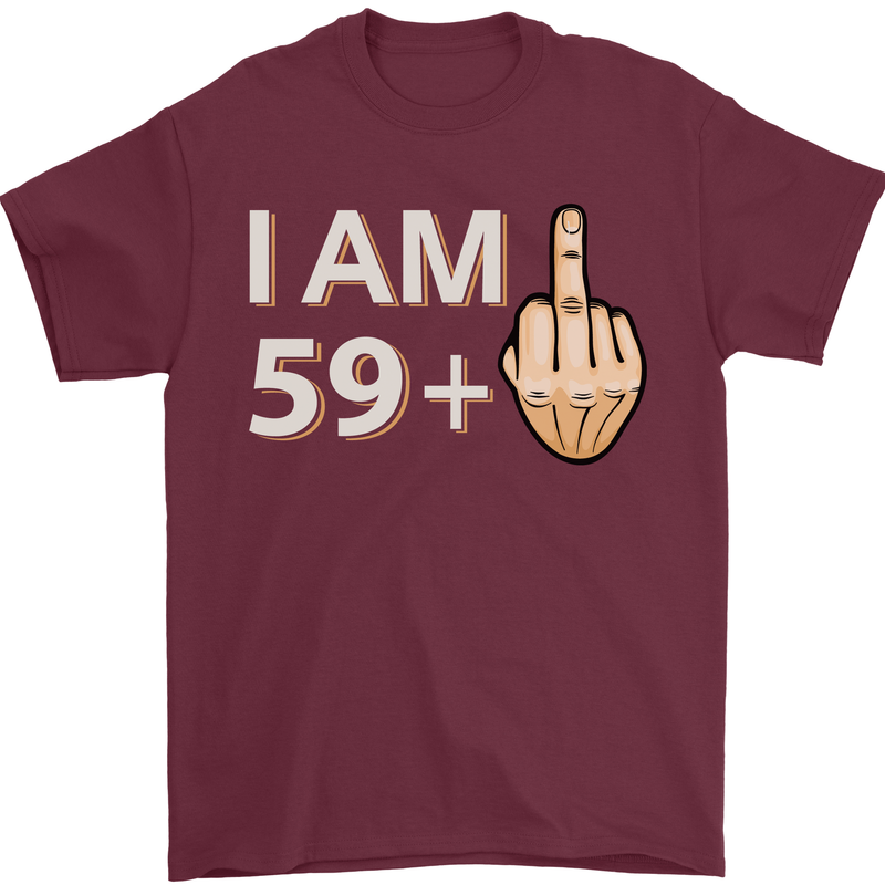 60th Birthday Funny Offensive 60 Year Old Mens T-Shirt 100% Cotton Maroon