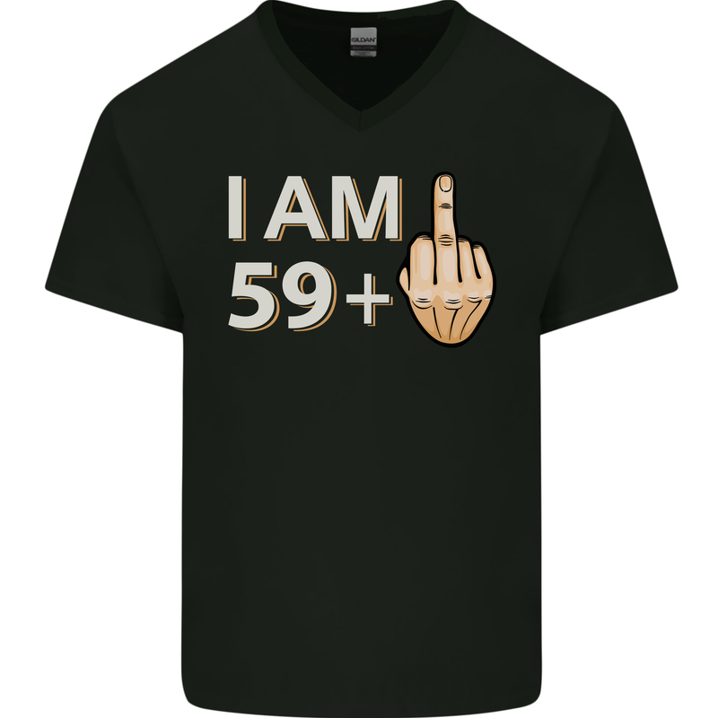 60th Birthday Funny Offensive 60 Year Old Mens V-Neck Cotton T-Shirt Black