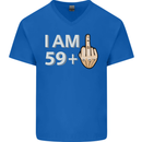 60th Birthday Funny Offensive 60 Year Old Mens V-Neck Cotton T-Shirt Royal Blue
