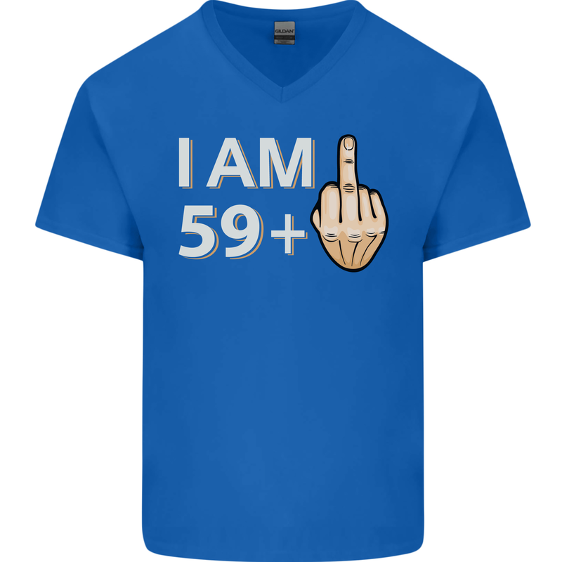 60th Birthday Funny Offensive 60 Year Old Mens V-Neck Cotton T-Shirt Royal Blue