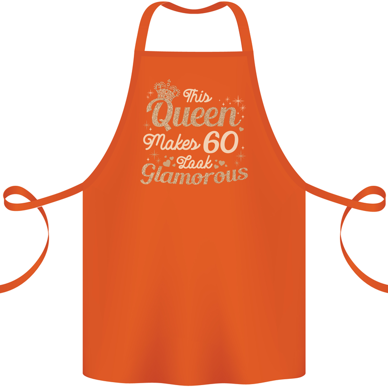 60th Birthday Queen Sixty Years Old 60 Cotton Apron 100% Organic Orange