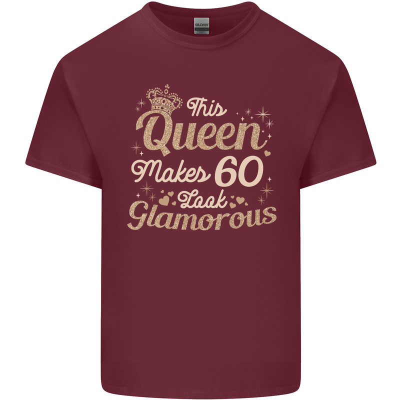 60th Birthday Queen Sixty Years Old 60 Mens Cotton T-Shirt Tee Top Maroon