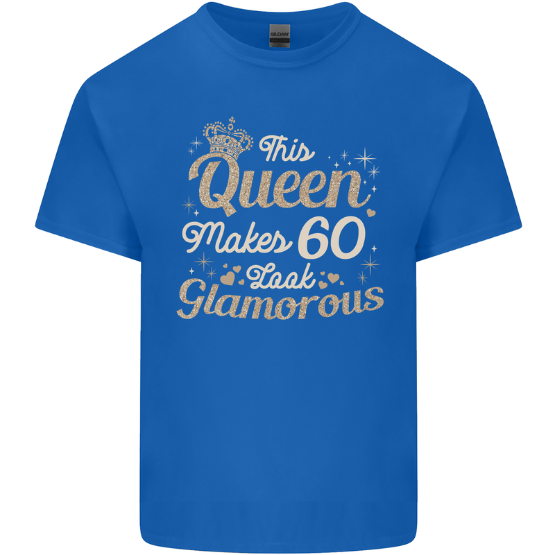 60th Birthday Queen Sixty Years Old 60 Mens Cotton T-Shirt Tee Top Royal Blue