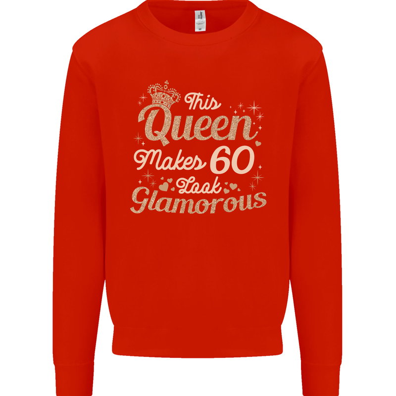 60th Birthday Queen Sixty Years Old 60 Mens Sweatshirt Jumper Bright Red