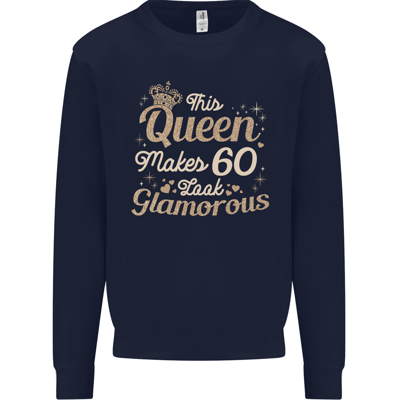60th Birthday Queen Sixty Years Old 60 Mens Sweatshirt Jumper Navy Blue