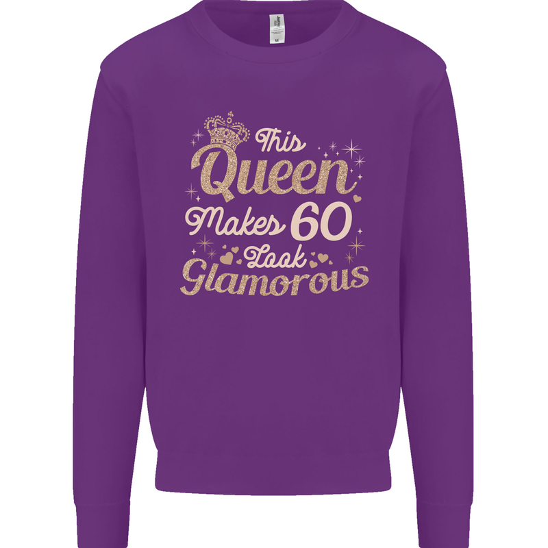 60th Birthday Queen Sixty Years Old 60 Mens Sweatshirt Jumper Purple