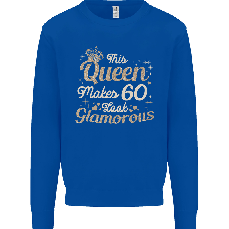 60th Birthday Queen Sixty Years Old 60 Mens Sweatshirt Jumper Royal Blue
