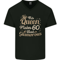 60th Birthday Queen Sixty Years Old 60 Mens V-Neck Cotton T-Shirt Black