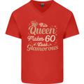 60th Birthday Queen Sixty Years Old 60 Mens V-Neck Cotton T-Shirt Red