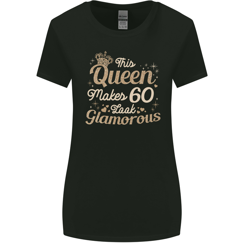 60th Birthday Queen Sixty Years Old 60 Womens Wider Cut T-Shirt Black