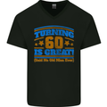 60th Birthday Turning 60 Is Great Year Old Mens V-Neck Cotton T-Shirt Black