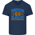 60th Birthday Turning 60 Is Great Year Old Mens V-Neck Cotton T-Shirt Navy Blue
