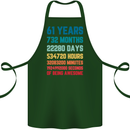 61st Birthday 61 Year Old Cotton Apron 100% Organic Forest Green