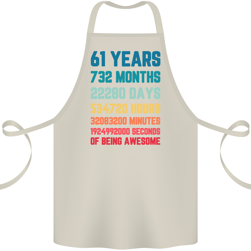 61st Birthday 61 Year Old Cotton Apron 100% Organic Natural