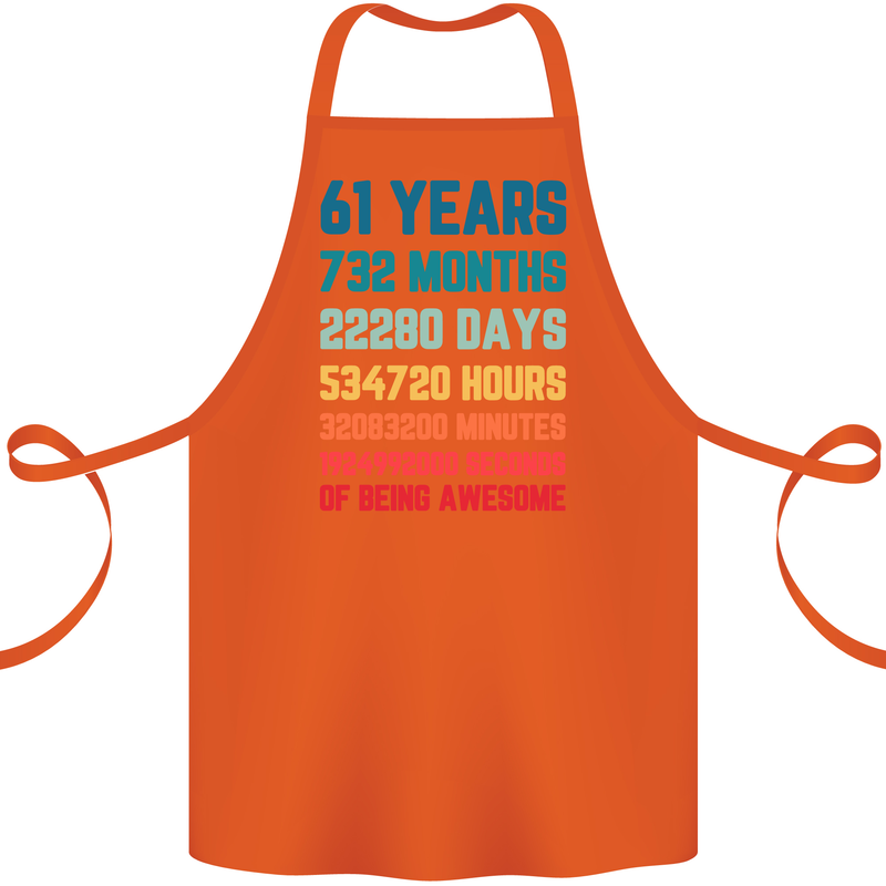 61st Birthday 61 Year Old Cotton Apron 100% Organic Orange