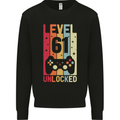 61st Birthday 61 Year Old Level Up Gamming Mens Sweatshirt Jumper Black