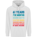 61st Birthday 61 Year Old Mens 80% Cotton Hoodie White
