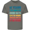 61st Birthday 61 Year Old Mens Cotton T-Shirt Tee Top Charcoal