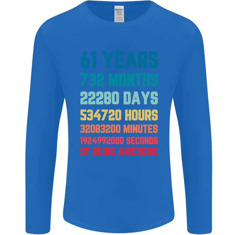 61st Birthday 61 Year Old Mens Long Sleeve T-Shirt Royal Blue