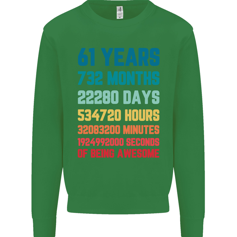 61st Birthday 61 Year Old Mens Sweatshirt Jumper Irish Green