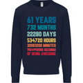 61st Birthday 61 Year Old Mens Sweatshirt Jumper Navy Blue