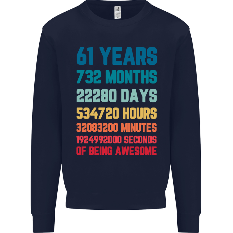 61st Birthday 61 Year Old Mens Sweatshirt Jumper Navy Blue