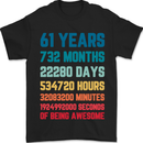 61st Birthday 61 Year Old Mens T-Shirt 100% Cotton Black