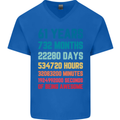 61st Birthday 61 Year Old Mens V-Neck Cotton T-Shirt Royal Blue