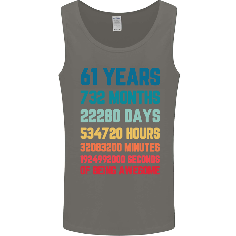 61st Birthday 61 Year Old Mens Vest Tank Top Charcoal
