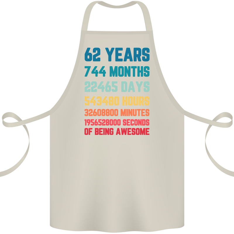 62nd Birthday 62 Year Old Cotton Apron 100% Organic Natural