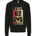 62nd Birthday 62 Year Old Level Up Gamming Mens Sweatshirt Jumper Black