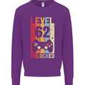 62nd Birthday 62 Year Old Level Up Gamming Mens Sweatshirt Jumper Purple