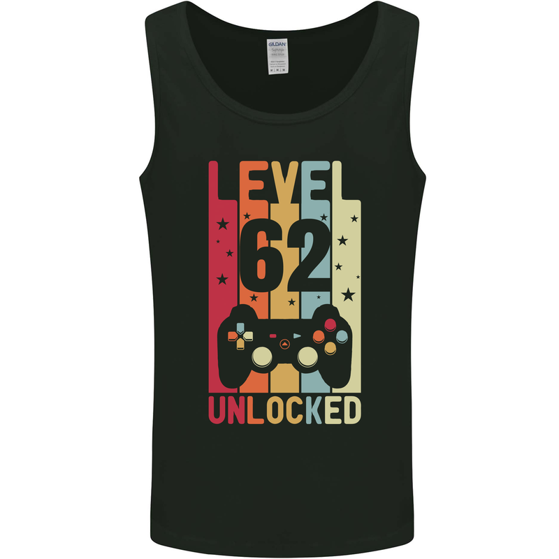 62nd Birthday 62 Year Old Level Up Gamming Mens Vest Tank Top Black