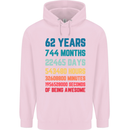 62nd Birthday 62 Year Old Mens 80% Cotton Hoodie Light Pink