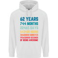 62nd Birthday 62 Year Old Mens 80% Cotton Hoodie White