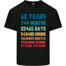 62nd Birthday 62 Year Old Mens Cotton T-Shirt Tee Top Black