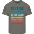 62nd Birthday 62 Year Old Mens Cotton T-Shirt Tee Top Charcoal