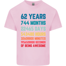 62nd Birthday 62 Year Old Mens Cotton T-Shirt Tee Top Light Pink