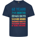 62nd Birthday 62 Year Old Mens Cotton T-Shirt Tee Top Navy Blue