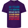 62nd Birthday 62 Year Old Mens Cotton T-Shirt Tee Top Purple